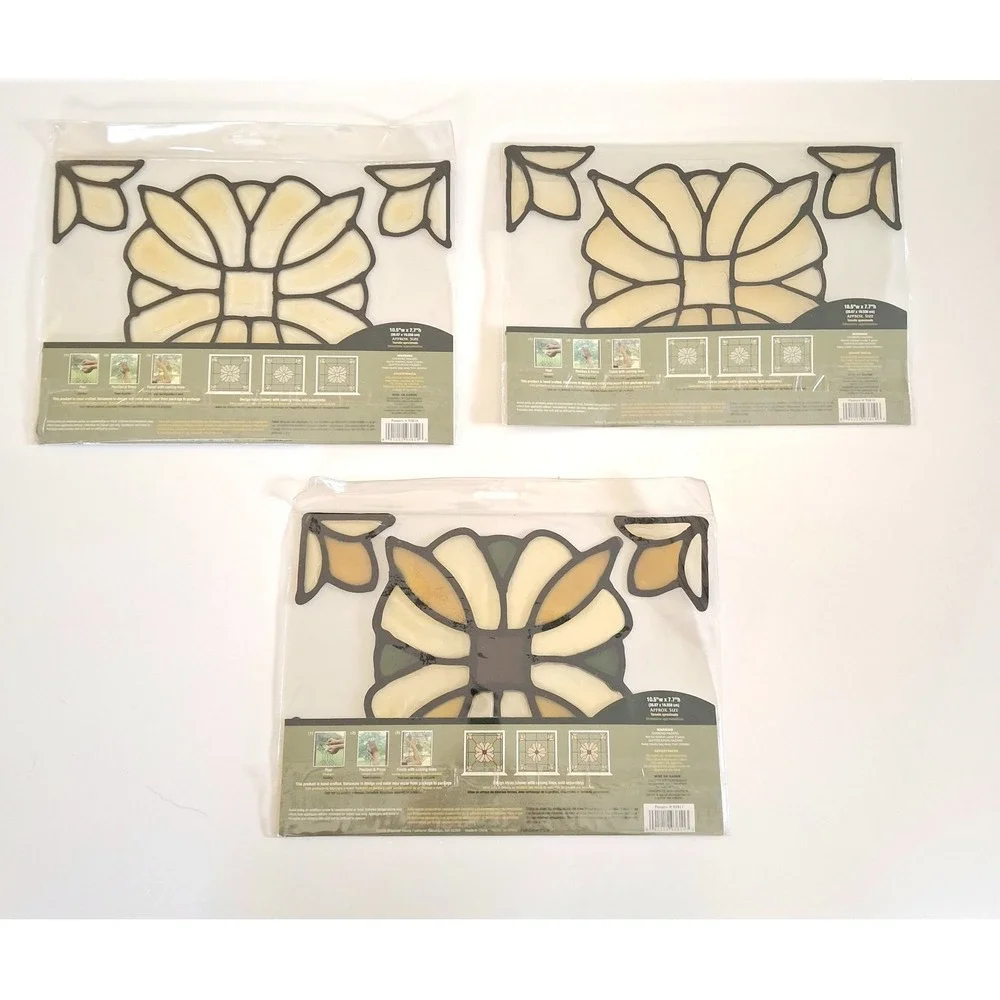 Brewster Home Fashion Set Stained Glass Appliques: 1 Essex Amber & 2 Essex Clear